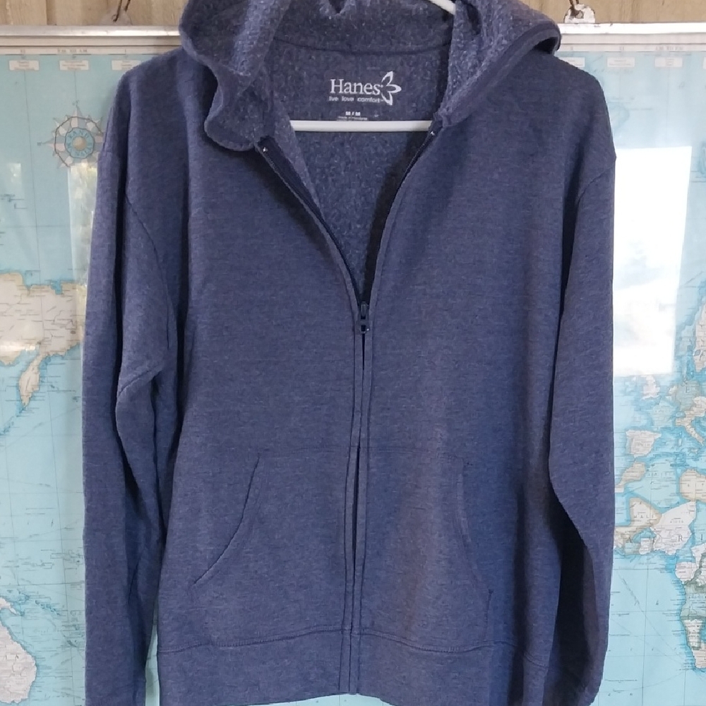 Hanes Navy Full-Zip Hoodie
